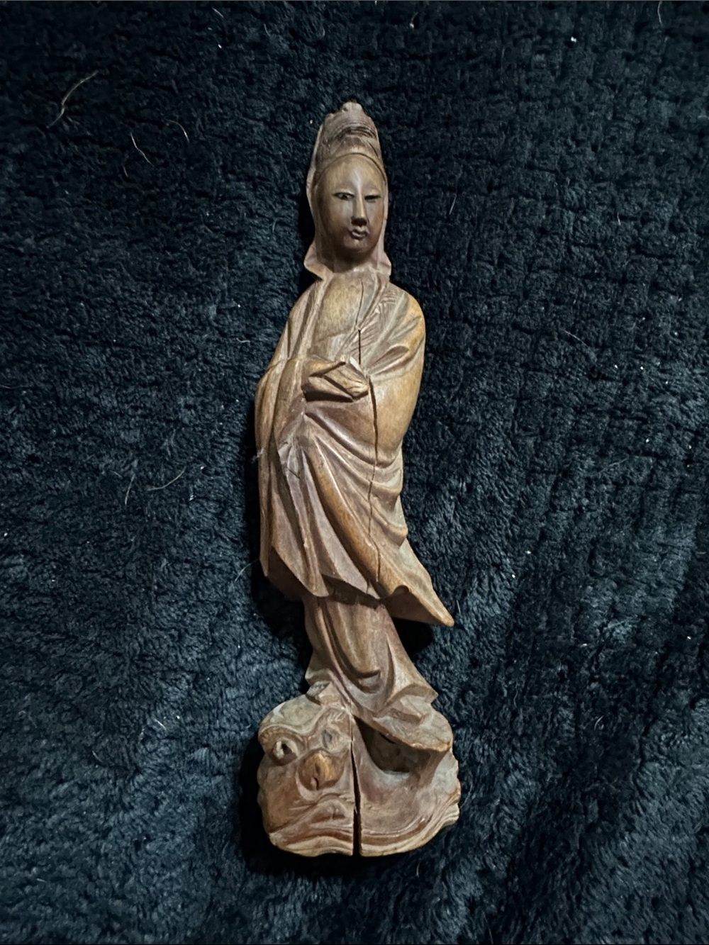 Hand-Carved Wood Figure Sculpture in Brown - Home Art Decor 9’ Inches in height